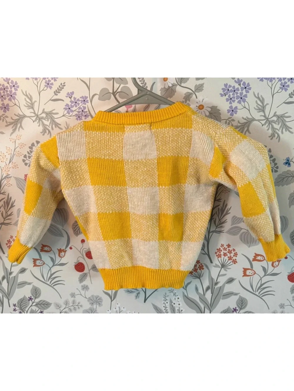 Bobo Choses Baby Yellow Check Knit Cardigan 9M 74cm Made in Spain